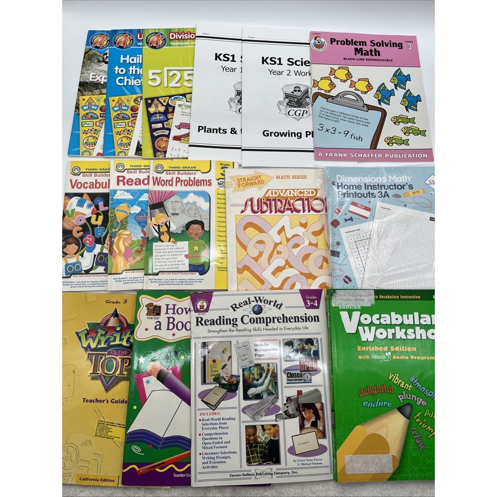 Educational Workbook Lot Homeschool Math Reading Science Teacher Resources
